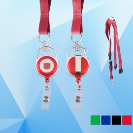 Round Shape Retractable Badge Holder with Large Lanyard with Logo  Round Shape Retractable Badge Holder with Large Lanyard with Logo
