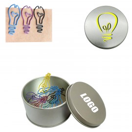 Logo Branded Light Bulb Paper Clips w/Tin Box