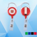 Round Shape Retractable Badge Holder with Carabiner Clip with Logo
