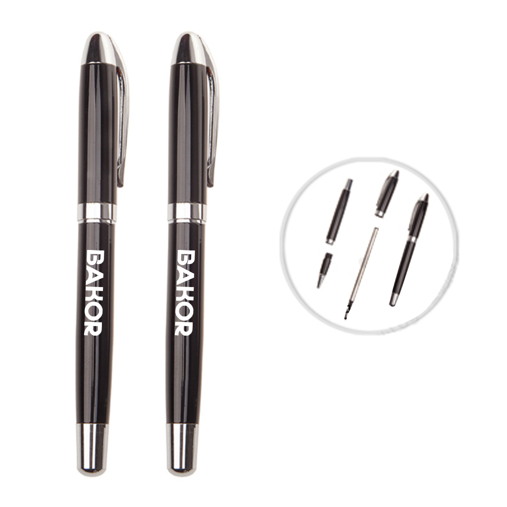 Elegant Metal Ball Pen w/Pocket Clip Logo Branded