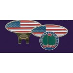 American Flag Slide On Hat Clip w/ Ball Marker Custom Printed