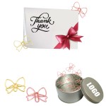 Tie Bow Shaped Paper Clips in Tin Box with Logo