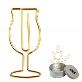 Wine Glass Paper Clips in Tin Box with Logo