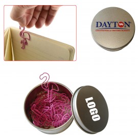 Bird Flamingo Shaped Paper Clips in Tin Box with Logo