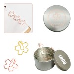 Flower Shaped Paper Clips in Tin Box with Logo
