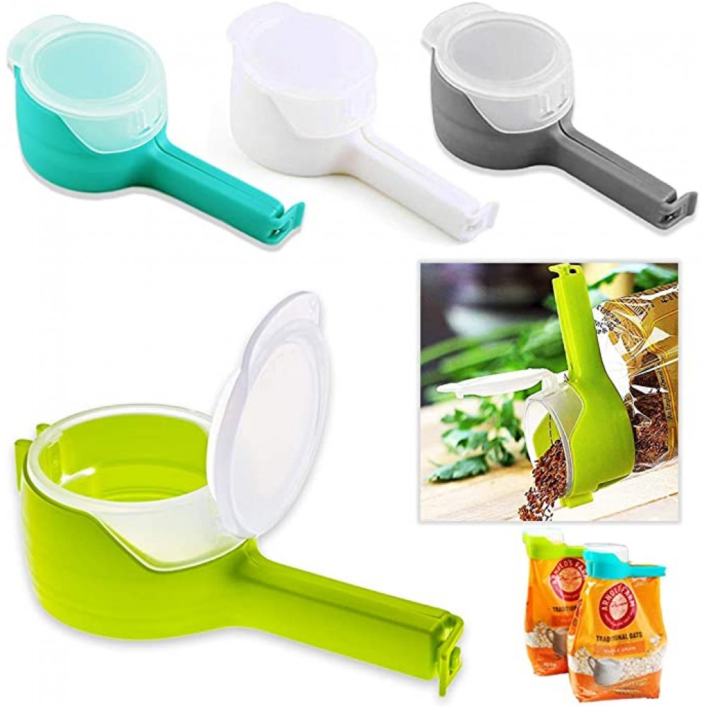 Custom Imprinted Food Storage Sealing Clips with Pour Spouts, Kitchen Chip Bag Clips, Plastic Cap Sealer Clips,