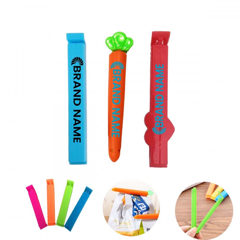 Colorful Food Sealing Clip Plastic Bag Seal Clamp Logo Branded