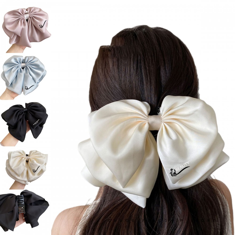 Satin Multi-Layer Bow Claw Clips Half-Up Hair Clip Logo Branded