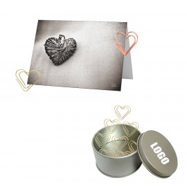 Heart Shaped Paper Clips In Tin Box with Logo