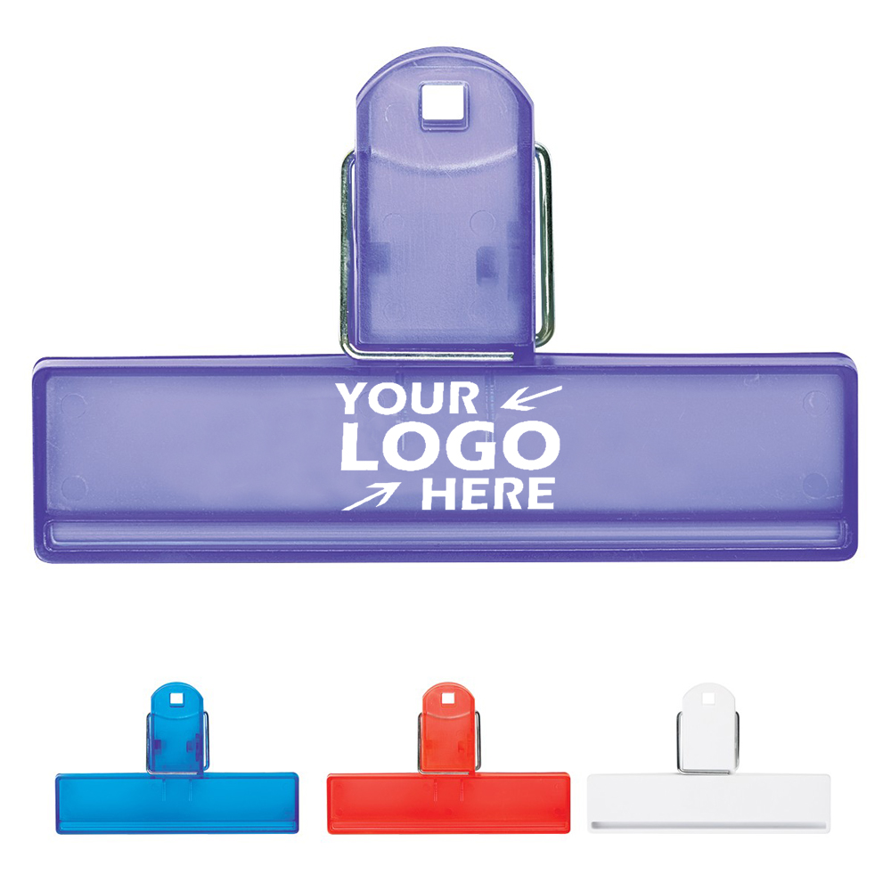 4" Plastic Bag Clip with Logo