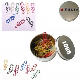Music Clef Paper Clips in Tin Box with Logo