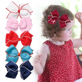Logo Branded 3-Inch Pinwheel Hair Bows with Clips