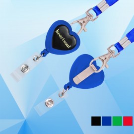 Custom Heart Shape Retractable Badge Holder with Lanyard