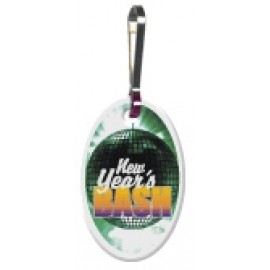 Custom shape oval - zippy clip & tag w/ tab 1/16" white with Logo  Custom shape oval - zippy clip & tag w/ tab 1/16" white with Logo