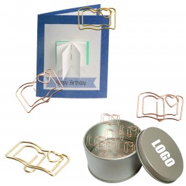 Book Shaped Paper Clips in Tin Box with Logo