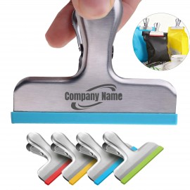 Logo Branded Stainless Steel Chip Bag Clips Covered with Silicone