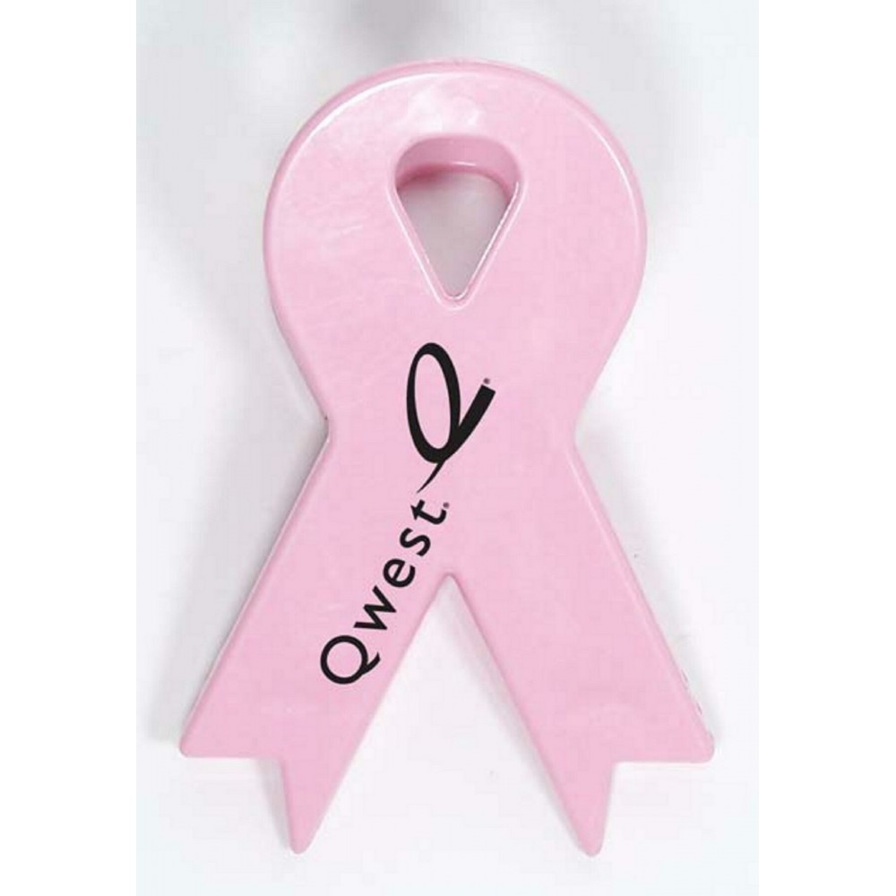 Customized Pink Awareness Ribbon Magnetic Memo Clip (9 Week Production)