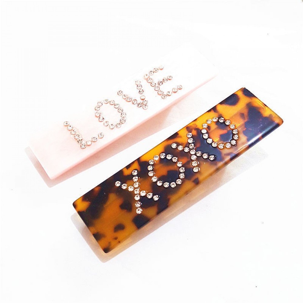 Rectangle Acetate Hair Clip with Logo