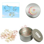 Promotional Moon Star Paper Clips in Tin Box