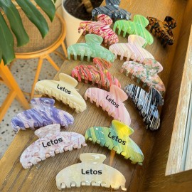 Promotional 4" Wavy Cellulose Acetate Hair Claw Clips Hair Clips Hairpin Head Accessories