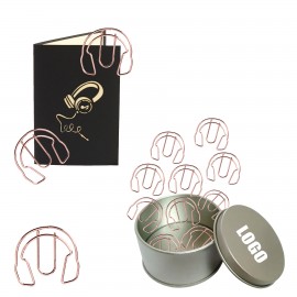 Headphone Shaped Paper Clips in Tin Box with Logo  Headphone Shaped Paper Clips in Tin Box with Logo