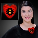 Custom Printed LED Blinking Red Heart Clip - Domestic Imprint Logo Branded