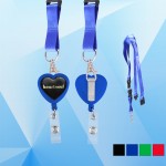 Heart Shape Retractable Badge Holder with Large Lanyard with Logo