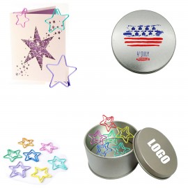 Custom Color Star Shaped Paper Clips in Tin Box