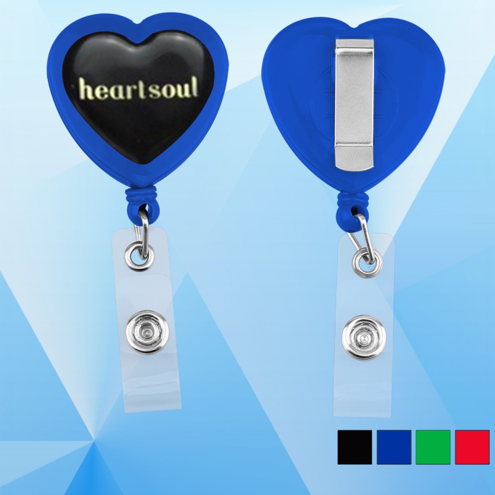 Custom Heart Shape Retractable Badge Holder - Bravamarketing
