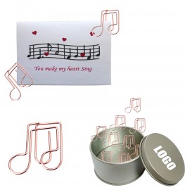Music Bass Notes Clef Shaped Paper Clips In Tin Box with Logo