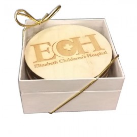 Laser Etched Birch Wood Coaster Set of 2 with Logo