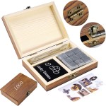 Customized Premium 9pcs Whiskey Chilling Rock Stones Wood Box Gift Set 5.12" x 3.94"