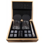 Whiskey Square Glass and Natural Stones Gift Set with Logo