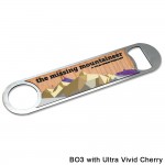 UV Color Metal Opener - Maple or Cherry Wood Imprint with Logo