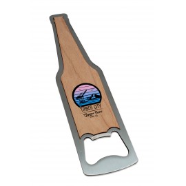 UV Color Metal Opener - Maple or Cherry Wood Imprint with Logo