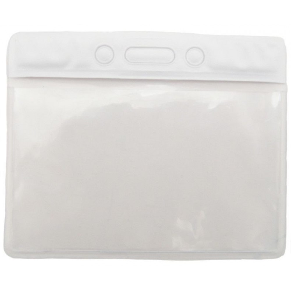 Logo Branded Vinyl Horizontal Top Load Badge Holder(3.69"x 3.25")(White) Logo Branded Vinyl Horizontal Top Load Badge Holder(3.69"x 3.25")(White)