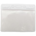 Logo Branded Vinyl Horizontal Top Load Badge Holder(3.69"x 3.25")(White)