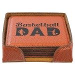 4" x 4" Basketball Square Laserable Leatherette 6-Coaster Set with Logo