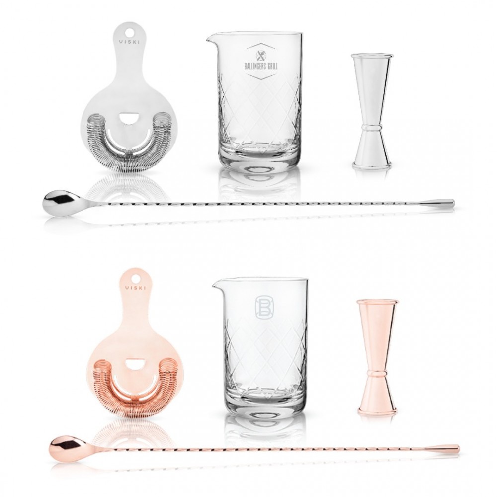 Viski 4-Piece Mixologist Barware Set with Logo Viski 4-Piece Mixologist Barware Set with Logo
