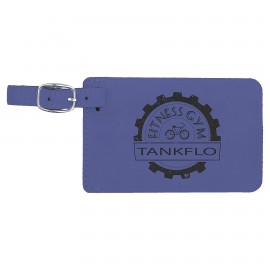 4 1/4" x 2 3/4" Purple Leatherette Luggage Tag with Logo