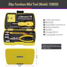 Personalized HandyPro 20pc Mini Furniture Tool Set with Precision Screwdriver, Knife, and Pliers