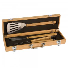 Bamboo BBQ Set - 3 pcs with Logo