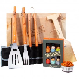3-Piece Grilling Tool Set Crate with Logo