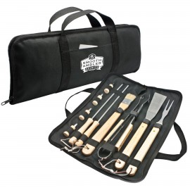 Customized 11pc BBQ Tool Set w/ Utensils & Carrying Case for Outdoors