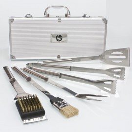 Promotional 5pc Stainless Steel BBQ Grill Set w/ Carrying Case & Tools
