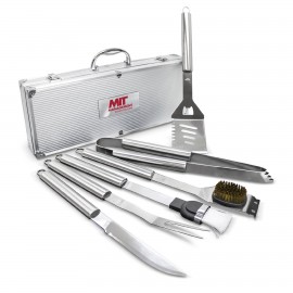 Custom 6pc BBQ Grill Set w/ Stainless Steel Tools & Aluminum Case