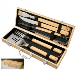 Cleveland 5-Piece Bamboo BBQ Set with Logo