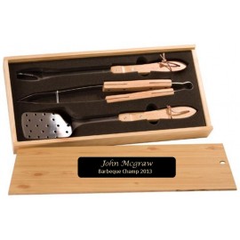BBQ Tool Gift Set - Laser Engraved Plate - DISCONTINUED ITEM with Logo