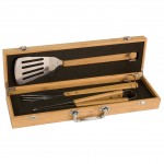 Bamboo BBQ Tool Gift Set - Laser Engraved Plate with Logo