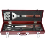 5.5" x 19.5" - Engraved BBQ Set in Rosewood Box Custom Imprinted